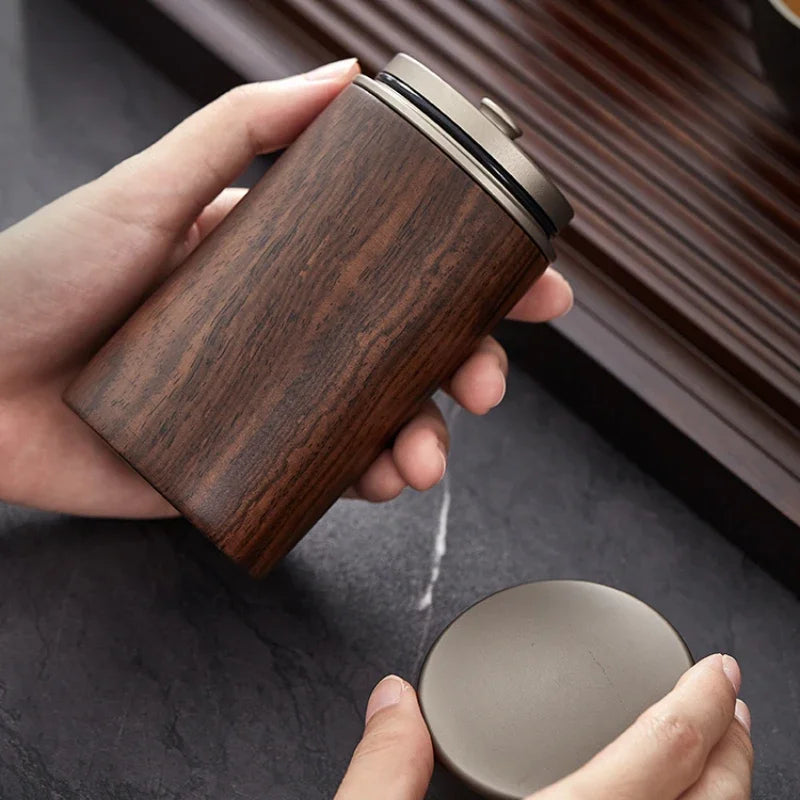 Ebony Sealed Tea Can Pu 'er Storage Storage Tea Box Household Wooden Chinese Portable Tea Can Oasis Select