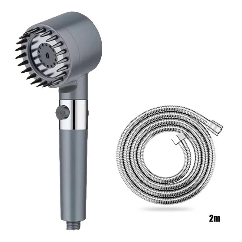 Shower for Bathroom Accessories Three Level Adjustment Showerhead Pressurization Head Massage Knobs Filter Set Showers Parts Oasis Select Grey suit D