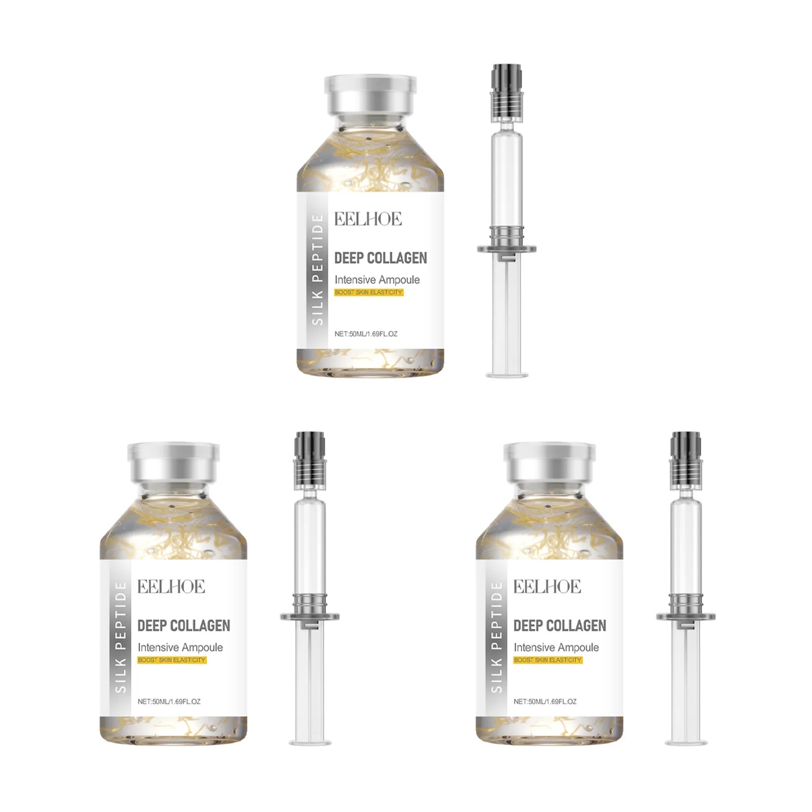 Silk Peptide Intensive Lifting Ampoule Deep Collagen Intensive Revitalizing Essence Face Tightening Smoothing Anti Aging Serum Oasis Select 3pcs