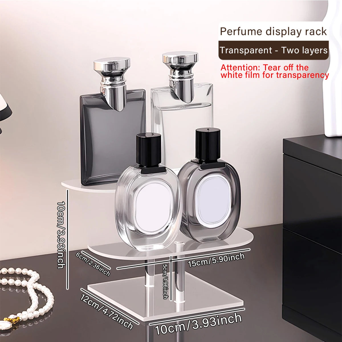 1pc desktop 2-4 layer display shelf stepped acrylic transparent storage rack is suitable for perfume hand doll organizer Oasis Select 2layers-Transparent