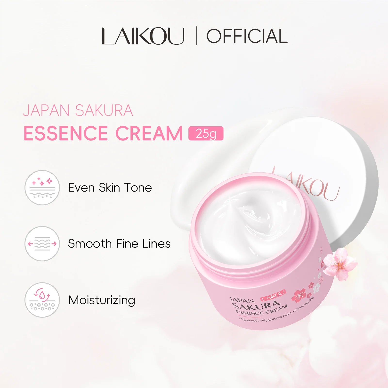 LAIKOU Sakura Face Cream – Hydrating, Brightening & Moisturizing Face Moisturizer Cream Oasis Select