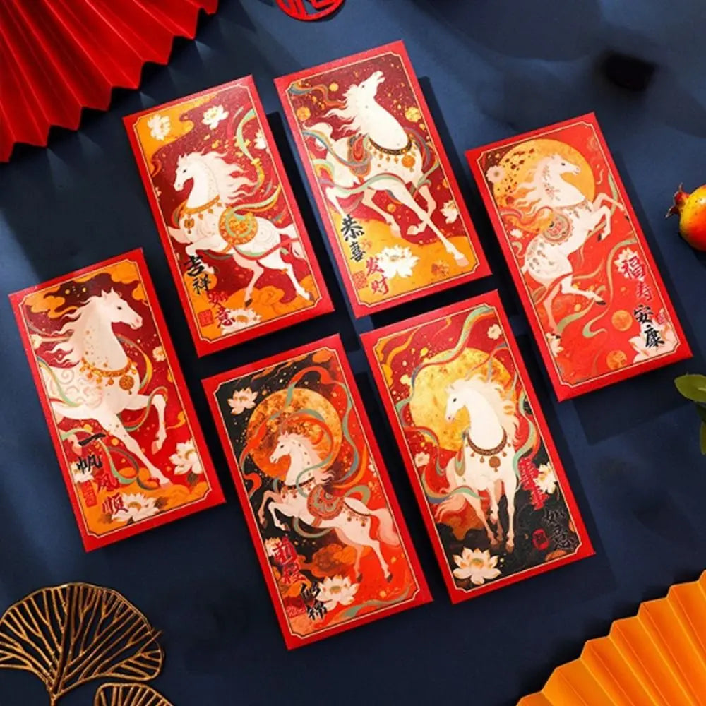 2026 Horse Year Red Envelopes | 6pcs Chinese New Year Lucky Money