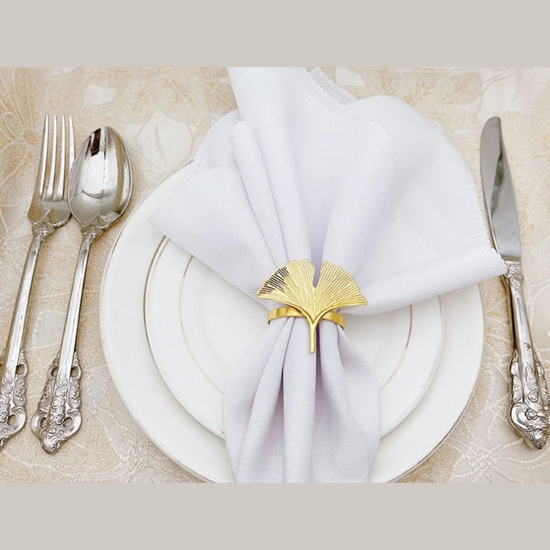 3pcs Ginkgo Leaves Napkin Ring Buckle Holders for Wedding Party Thanksgiving Celebrate Festival Dinner Table Decoration Oasis Select