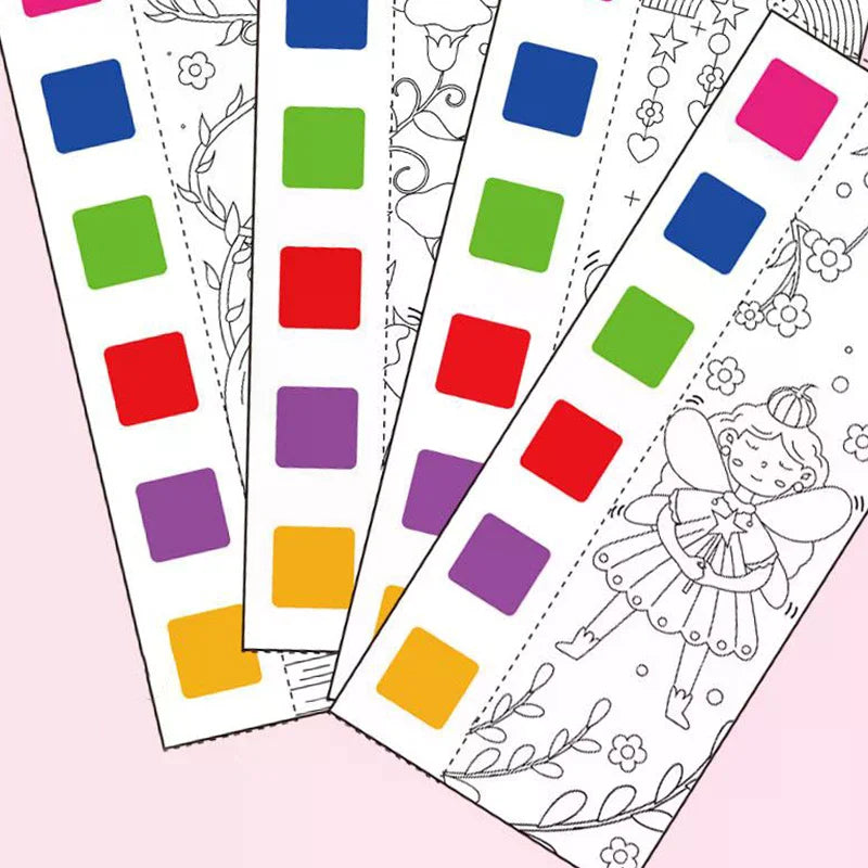 12 Sheets/Set Portable Watercolor Painting Book Coloring Book With Paint Brush Book Kids Graffiti Picture Drawing Stationery Oasis Select
