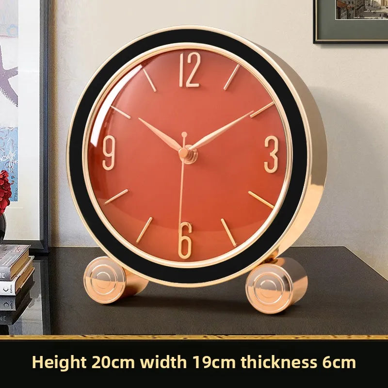 Clock Desktop Light Luxury New European Living Room Home Clock High-end Quartz Desktop Decoration Home Furnishings Oasis Select orange