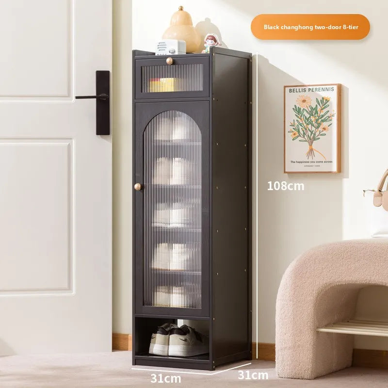 Shoe cabinet storage artifact space-saving indoor entrance small narrow shoe rack 2025 new dust-proof storage cabinet Oasis Select Black eight-drawer