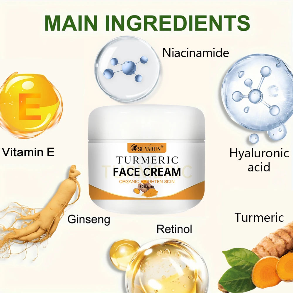 SUYARUN Turmeric Face Cream - Anti-Aging & Brightening, Oil-Free Moisturizer for Sensitive Skin, Organic Skincare with Vitamin E Oasis Select