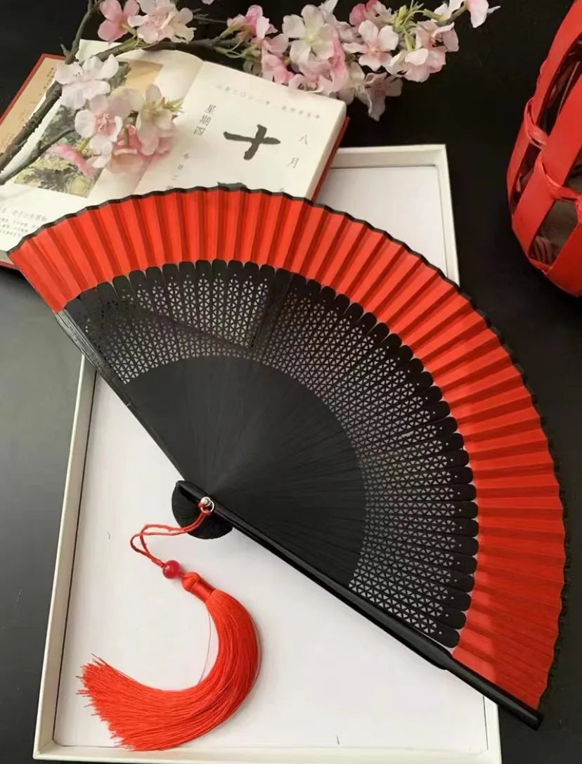 Edo Japanese Style Japanese Style Folding Fan Kimono Fan Real Silk Female Fan Small Flower Carved Gradient Blank Fan Golden Oasis Select 7