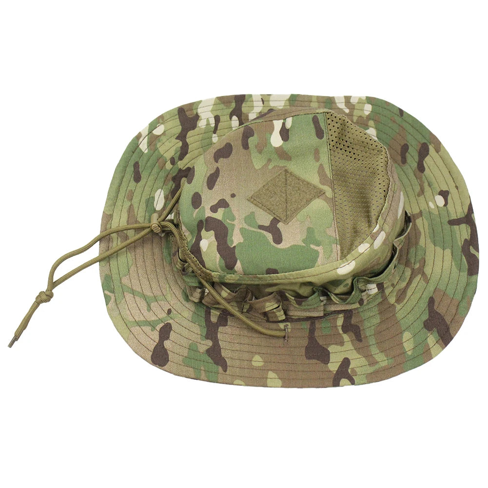 Camouflage Enthusiasts Square Pocket Camo Bonnie Cap US Bucket Benny Hats Fishing Outdoor Hiking Tactical Sun Caps Oasis Select Green