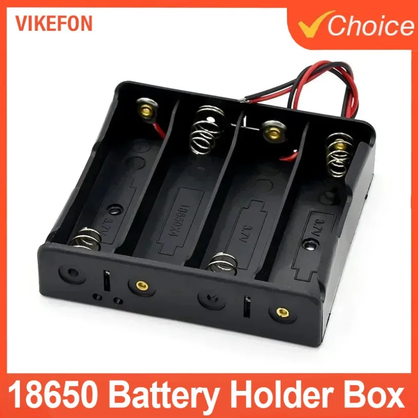 18650 Battery Storage Box 1 2 3 4 Slot Without shell ON/OFF And 2 Slots With casing ON/OFF With Connect Black Red Wires Oasis Select