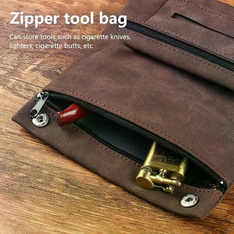 Frosted Leather Hand Cigarette Bag Foldable Storage Bag Handmade Tobacco Lighter Pouch Multifunctional Tobacco Moisturizing Bag Oasis Select