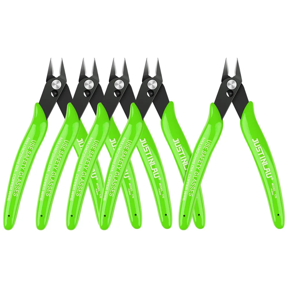 5Pcs 170 Wire Cutter DIY Trimmer Diagonal Side Cutting Cable Nippers Red Blue Pliers Hand Mini Snips Flush Nipper Trimmer Oasis Select green