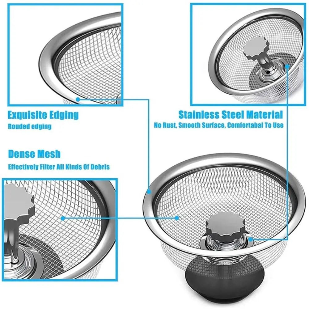 Stainless Steel Kitchen Sink Strainer Waste Drainer Odor Proof Cover Sink Filter Screen Kitchen Accessaries Universal Oasis Select