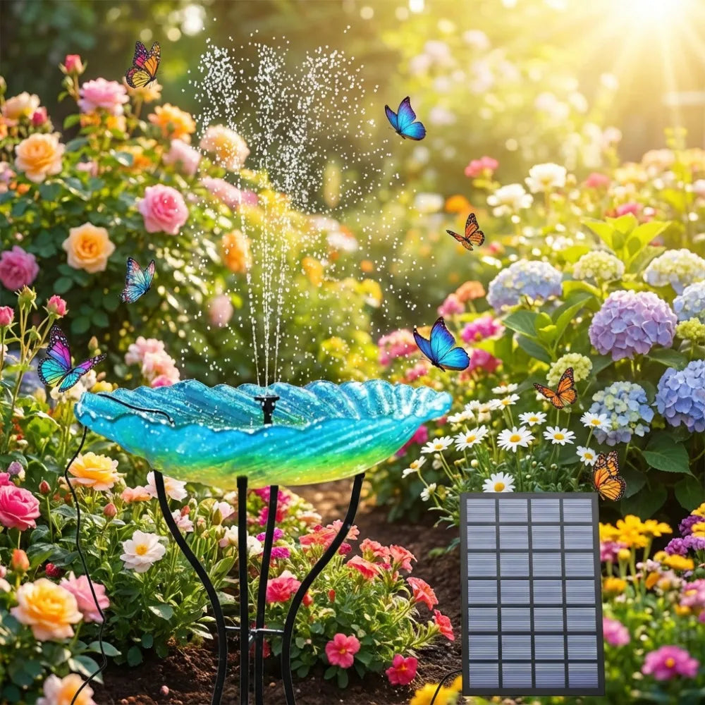 2.5W Solar Water Pump,with 6 Nozzles 1.2M Water Pipe,DIY Water Feature Garden Pond Bird Bath,Ideal Outdoor Fountain/Decoration Oasis Select