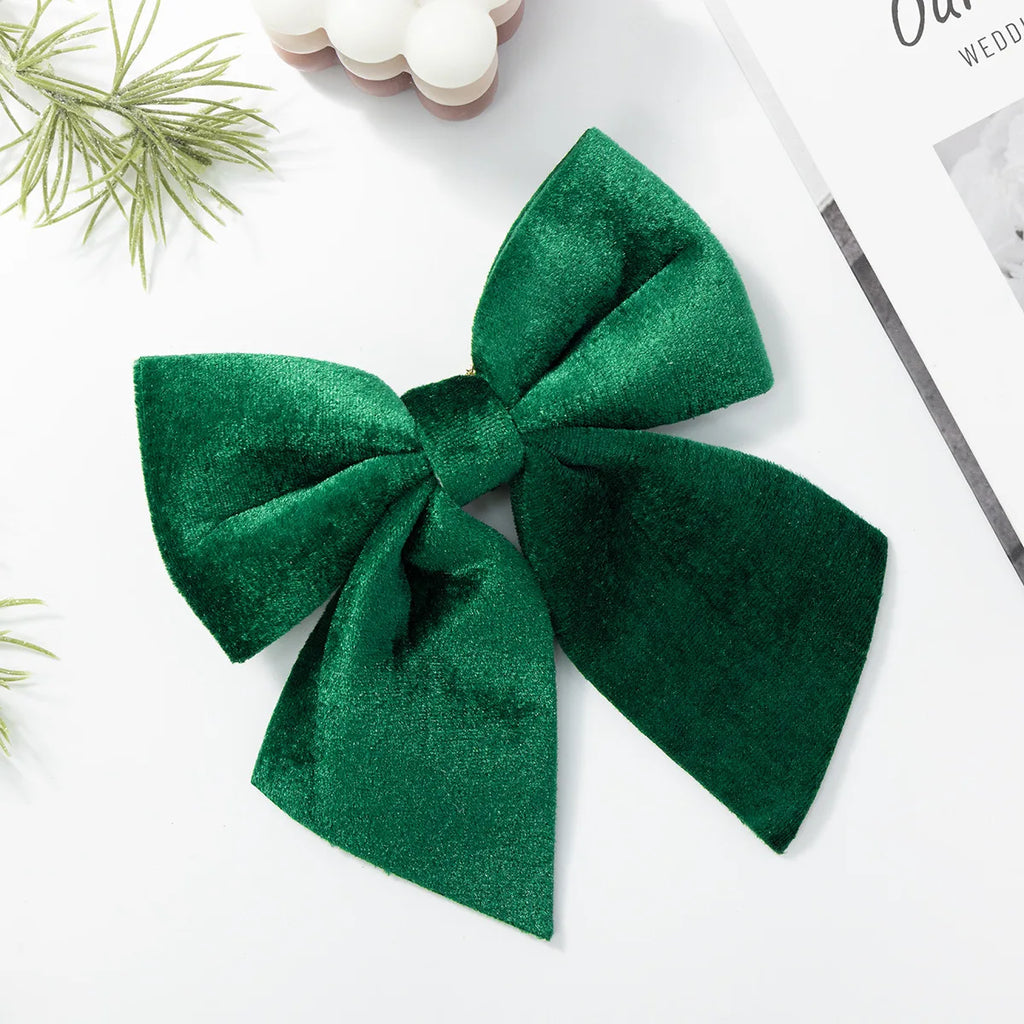 Velvet Christmas Bow Ornament – Pink, Green & White | Tree Decor