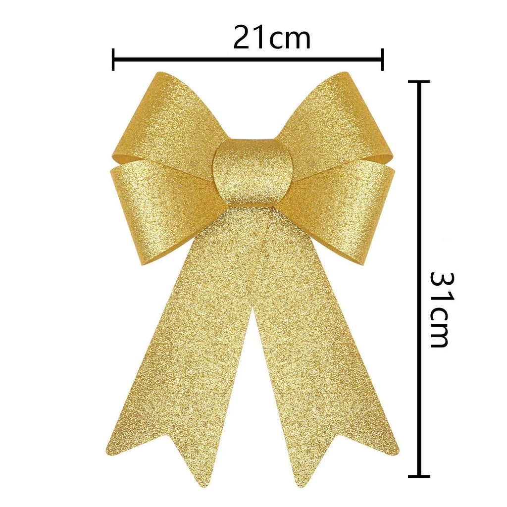 Christmas Bow Red Gold Xmas Tree Large Bowknot For Home Decoration Wedding Navidad New Year Party DIY Hanging Decor Oasis Select Gold-21x31cm