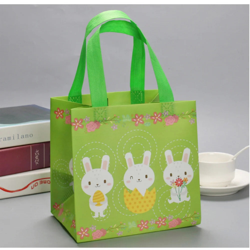 Egg Bunny Easter Gift Tote Bags Laminating Nonwoven Environmental Shopping Bags Large Capacity Dust Moisture-Proof Firm Handbag Oasis Select