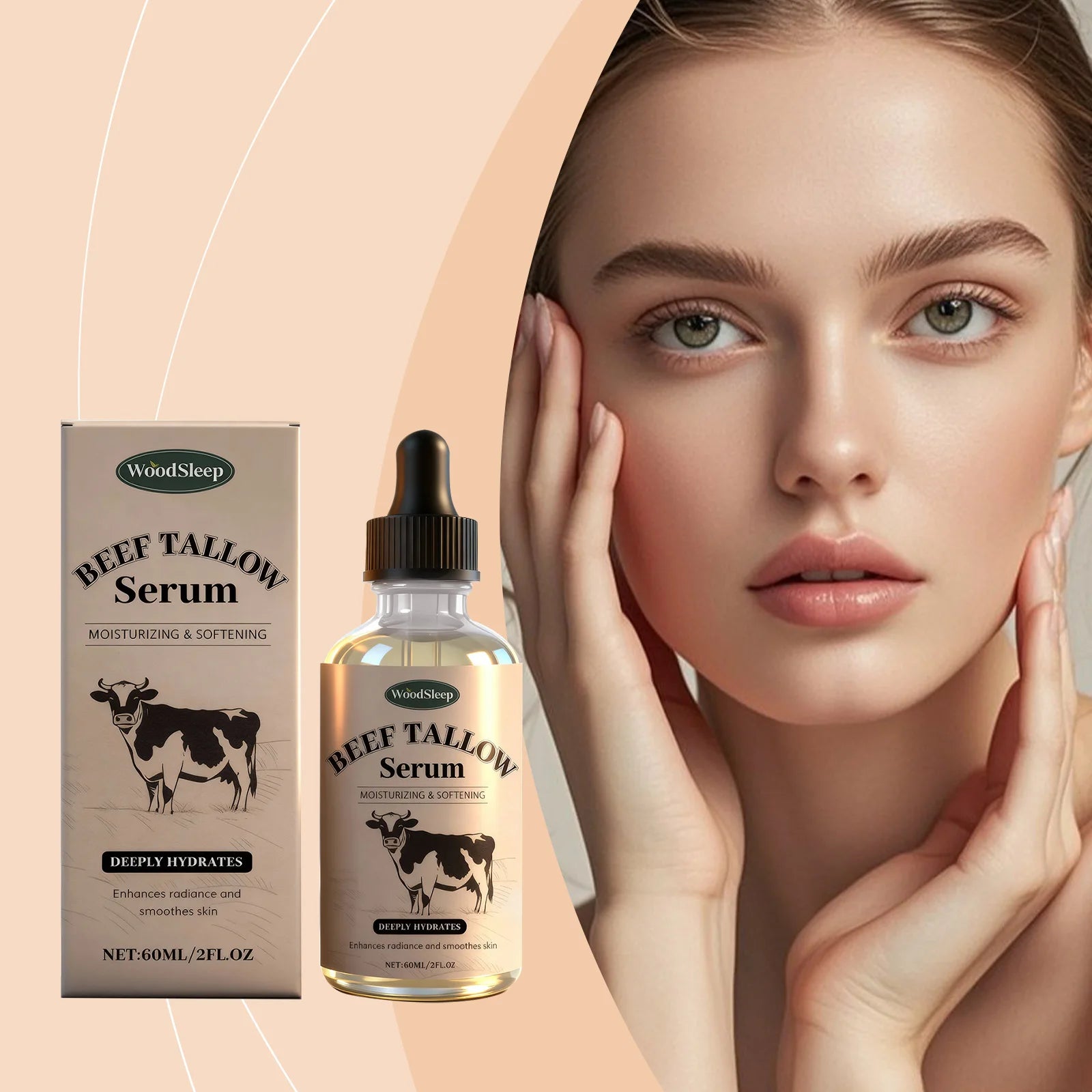 WOODSLEEP Beef Tallow Face Serum – Hydrating & Brightening Face Serum Oasis Select