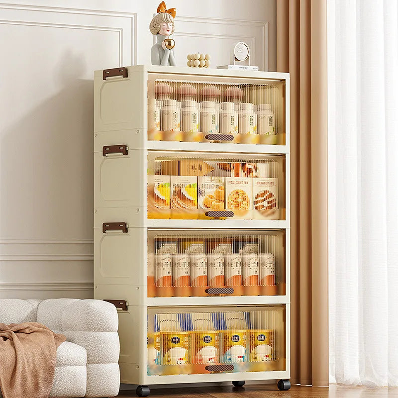 Simple folding storage cabinet Plastic multi-layer bag wardrobe storage box living room storage cabinet Oasis Select