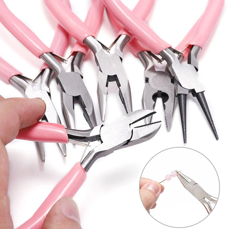 WholesaleMini Pliers Diagonal Round Bent Needle Nose Handcraft Beading Insulated Cutter Pliers For Jewelry Making Tools Oasis Select
