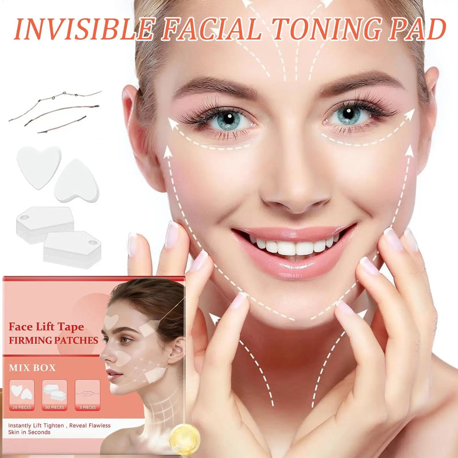 V Lift Face Sticker Invisible Makeup Adhesive Lift Face Tape Slim Patch Facial Line Wrinkle Sagging Skin Fast Pull Chin Tape Oasis Select