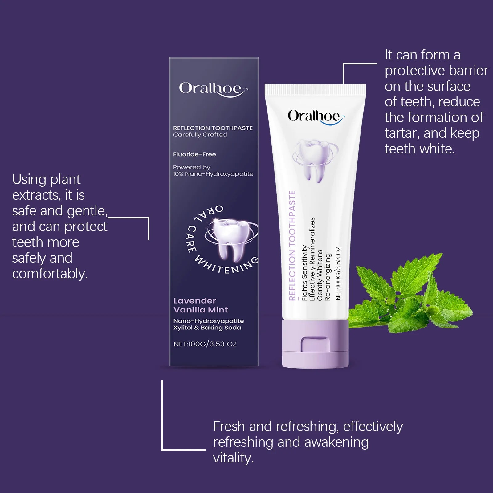 Xylitol Toothpaste Mint Freshness Deep Cleans Teeth Tartar Stains Oral Freshening Dental Hygiene Care Toothpaste Oasis Select