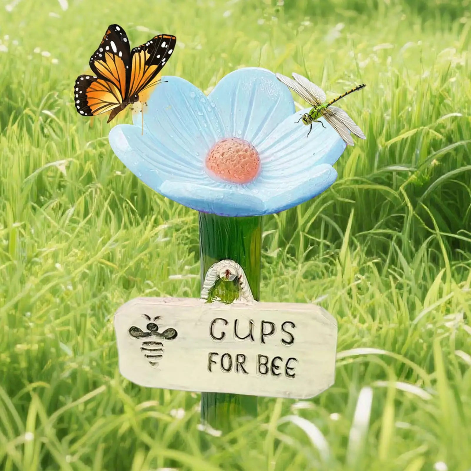 Butterfly Bee Bath Bowl With Flower Design Bee Pollinator Feeder Drinking Cup For Thirsty Pollinators Bee For Garden Decor Oasis Select