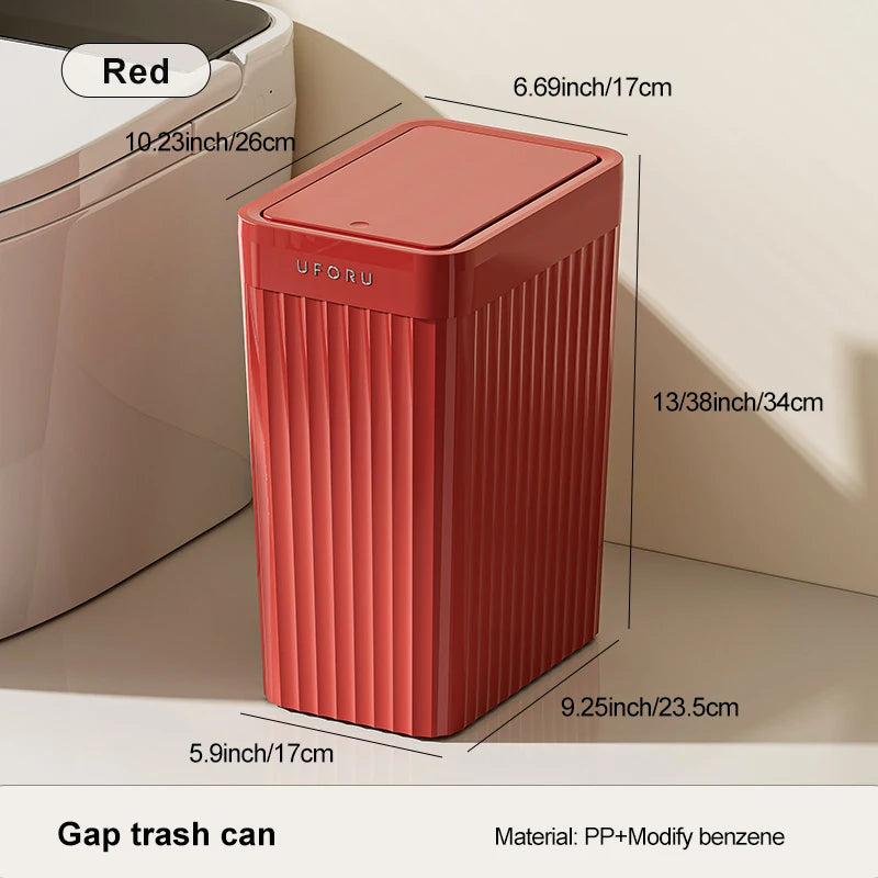 1pc Push-button waste bin, large capacity, non-slip base, sealed odour-proof lid, suitable for kitchens, bathrooms, offices Oasis Select Minimalist red