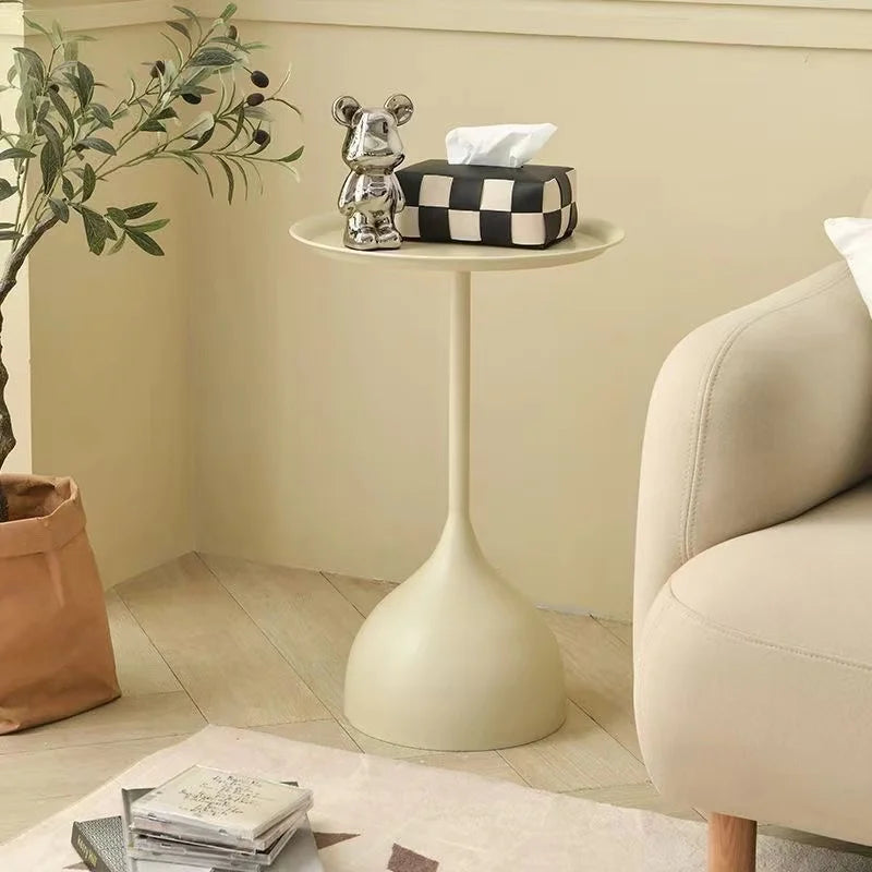 Nordic Style Coffee Table Moving Side Table Sofa End Table Luxurious Elegant Small Round Table For Home Simple Nightstand Oasis Select Cream color