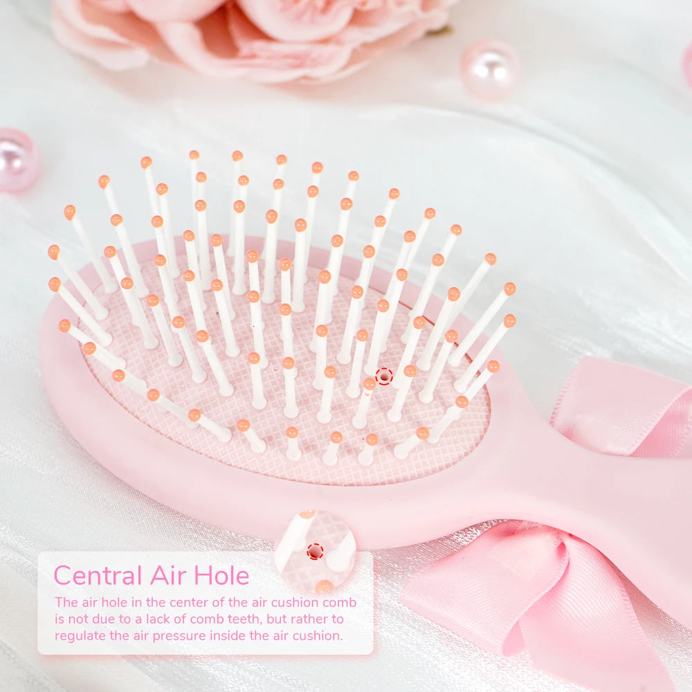 Coquette Style Pink Paddle Hair Brush - Bow & Butterfly Print, Portable Size for Gifting & On-the-Go Styling Oasis Select
