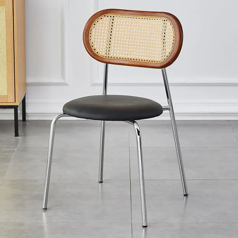 Multi-functional Household solid wood backrest dining chair office study rattan chair homestay milk tea shop seat Durable Oasis Select Black B