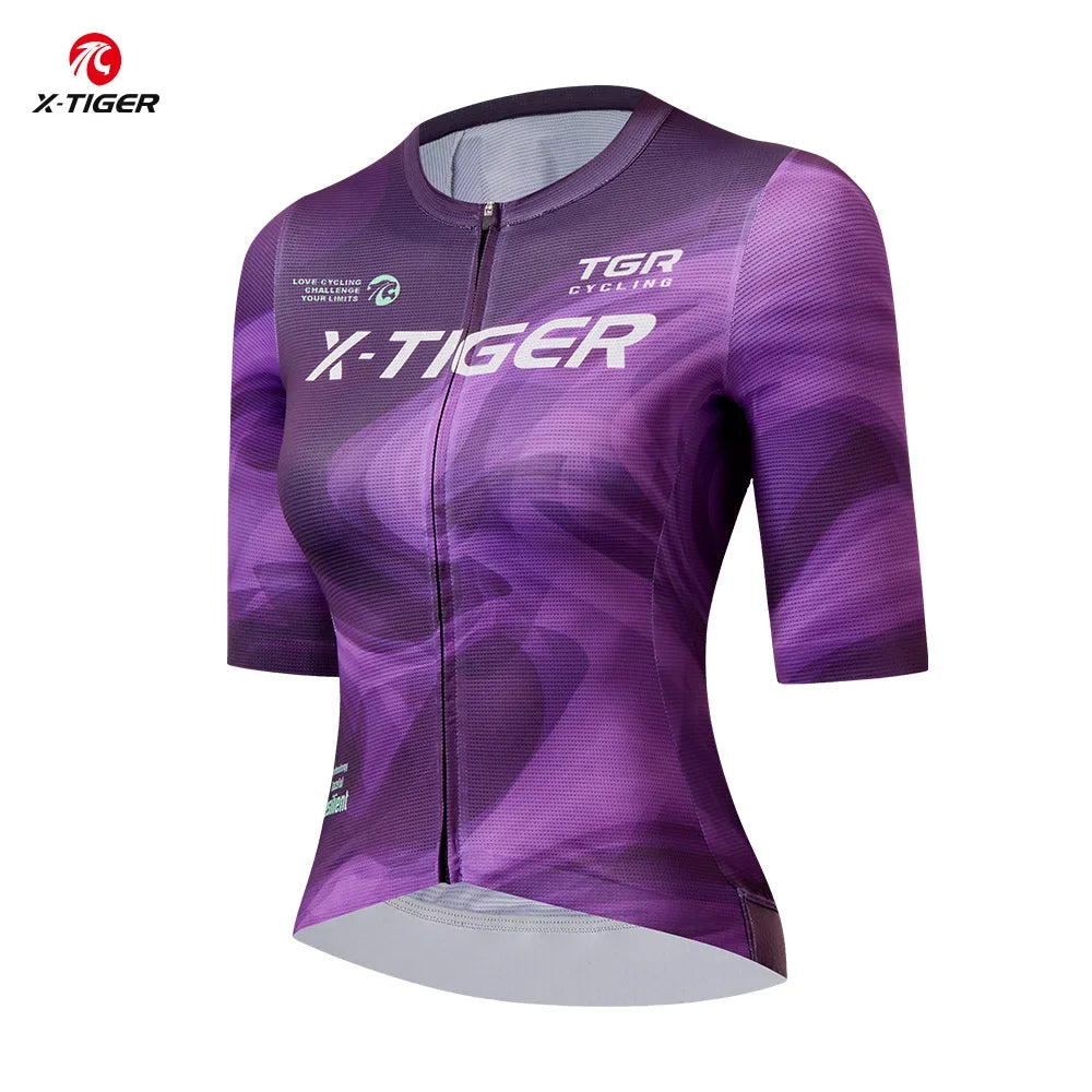 X-TIGER Cycling Jersey Women Outdoor Breathable Quick-drying Short Sleeve Pro High Elastic For Long Distance Bicycle Clothing Oasis Select XW-DY-41301 Asian-XL