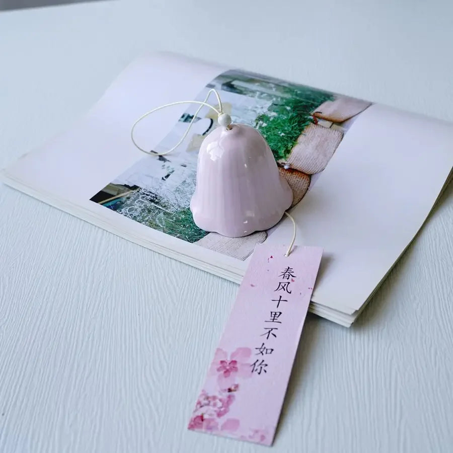 Japanese Home and Wind Chime Orchid Ceramic Wind Chime Hanging Garden Ornament Oasis Select Pink 3 7x8.5 or 6x6cm