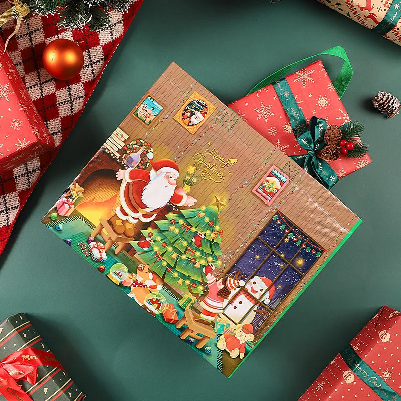 Christmas Non-Woven Gift Bag | Snowman & Xmas Tree Tote
