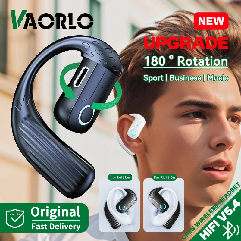 Bluetooth 5.4 Open Wireless Earphone 180° Rotation Adjustable Left Right Ear Universal Headset With Mic For Sport Business Music Oasis Select
