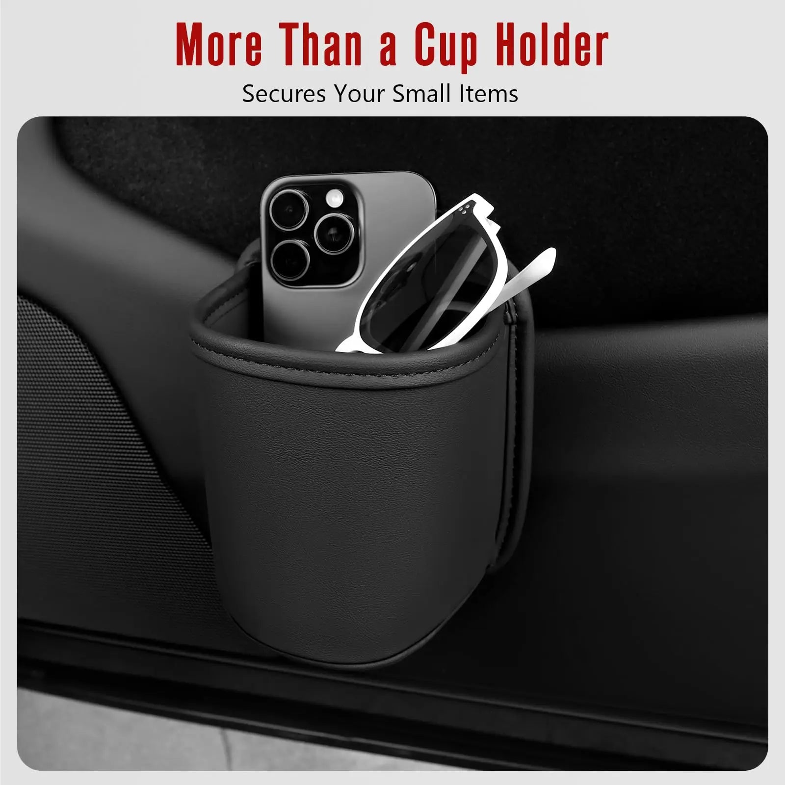 PU Leather Car Cup Holder – Clip-On Seat & Door Organizer