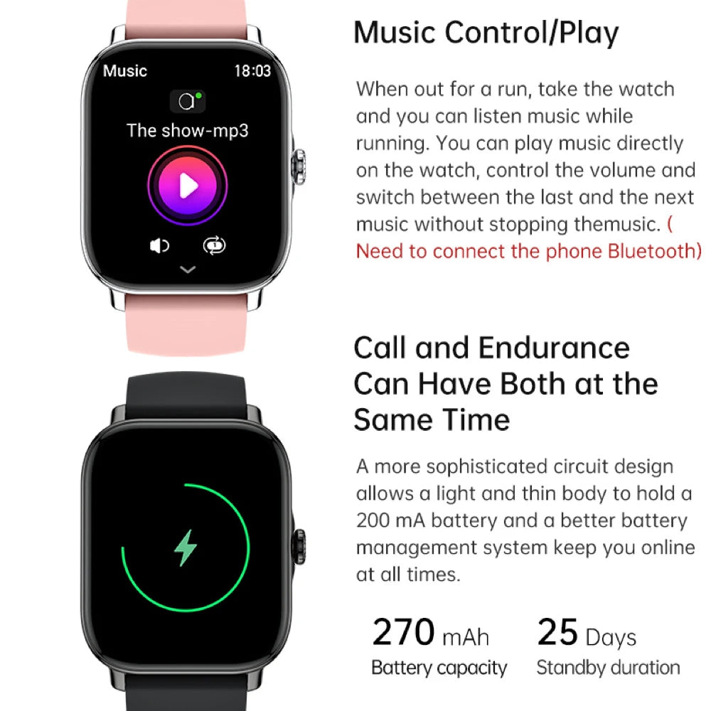 Smartwatch Message Reminder Waterproof 1.91-inch Smart Watch For Women/Men BT Call Sleep Heart Rate Monitoring Sports Music Oasis Select