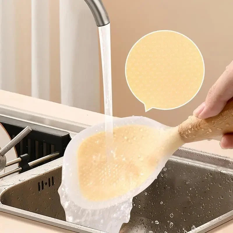 Silicone Spoon Non-stick Cooking Spoon Anti-scalding Pot Rice High-temperature-resistant Spoon Durable Kitchen Gadgets Oasis Select