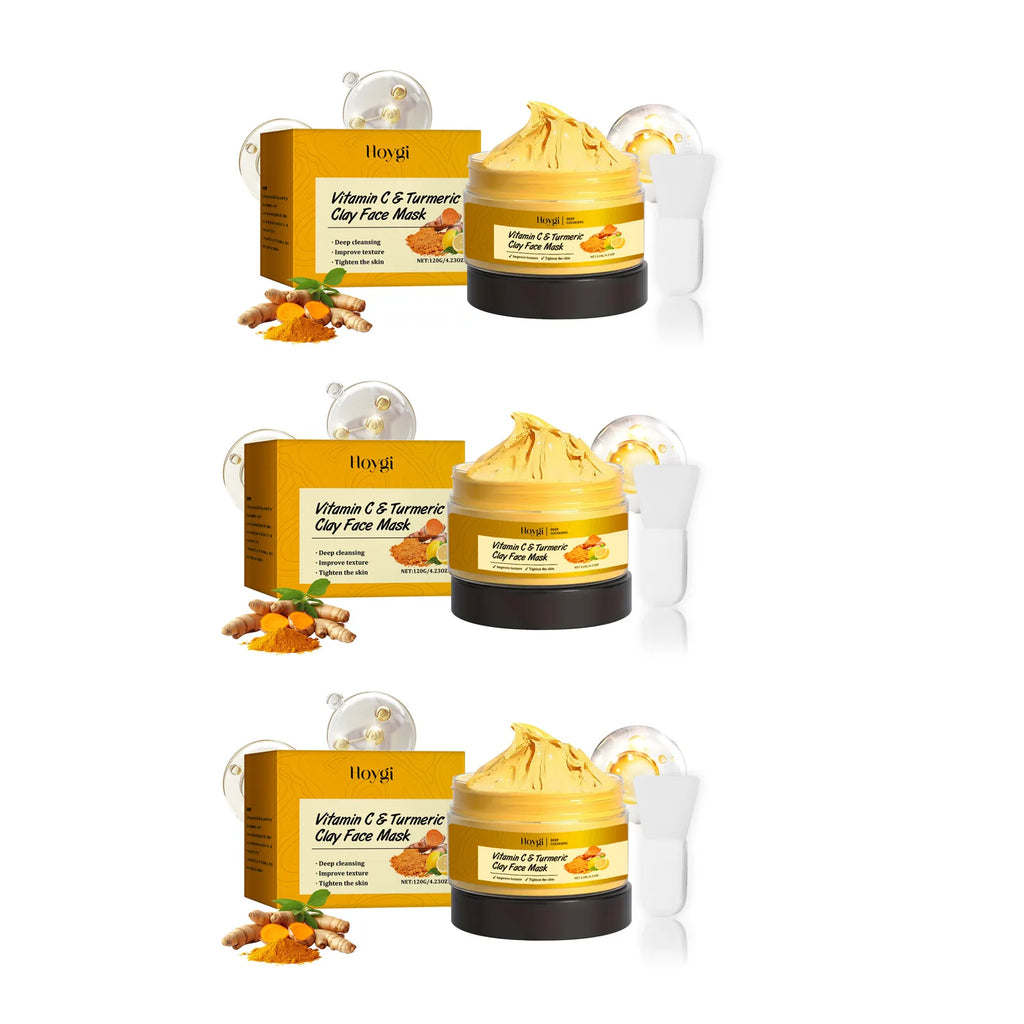 Hoygi Vitamin C Turmeric Clay Mask – Pores & Dark Spots Clay Face Mask Oasis Select 3 x 120g boxed