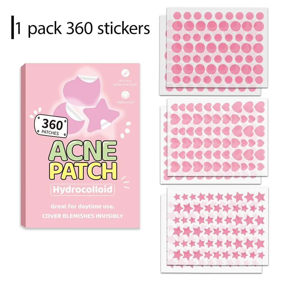 Pimple Patches for Face 360 Counts, Cute Stars Hearts Dots Hydrocolloid Acne Patches for Breakouts Zit Patches Pimple Skin Care Oasis Select pink-360counts