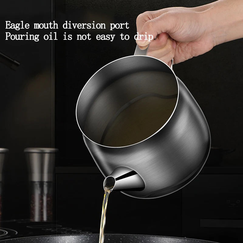 304 Stainless Steel Oil Strainer Pot with Fine Mesh – 1/1.5/2L Oil Strainer Pot Oasis Select