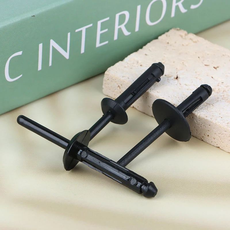 10Pcs Black Plastic Rivet Clip Retainer Fastener Blind Rivets Head Break Mandrel Blind Nail Rivets For Auto Accessories Oasis Select