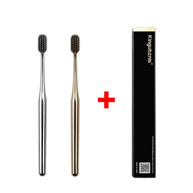 1/2/4pcs Luxury Soft Bristles Toothbrush Men Women Adult Tooth Brush Gold Silver Dental Brushes Elegance Toothbrushes Portable Oasis Select 2pcs mix 3