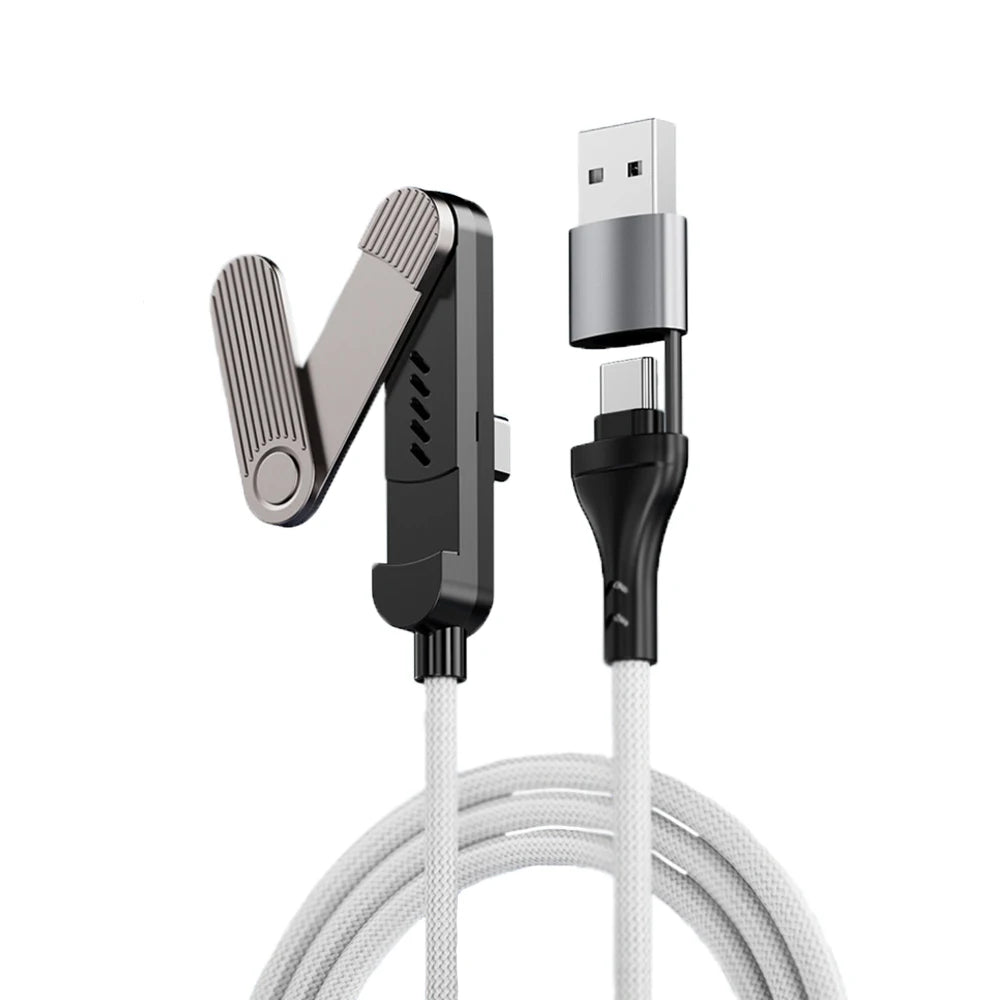 1.5M Folding Bracket Data Cable USB A Type C To Type C Charging Cable 65W Fast Charging Three Fold Holder Data Transmission Oasis Select white 1.5m