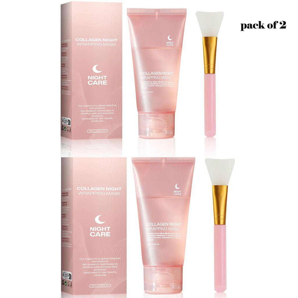 Hydrolyzed Collagen Overnight Facial Mask Wrapping Peel-Off Mask Hydrating Firming Mask for Elasticity Reduces Sagging Dullness Oasis Select Transparent