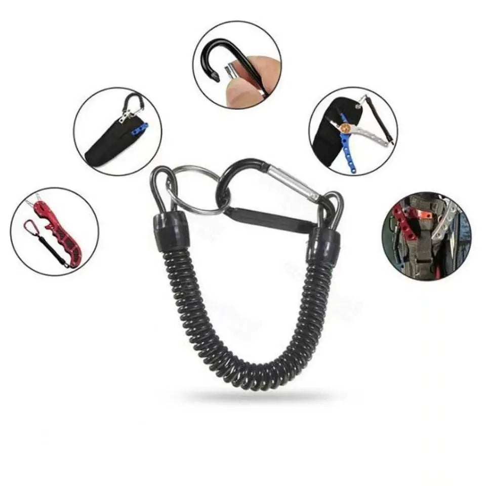 Fishing Lanyards 5pcs Tactical Retractable Spring Elastic Rope With Carabiner Camping Anti-lost Phone Keychain Fishing Rope Oasis Select