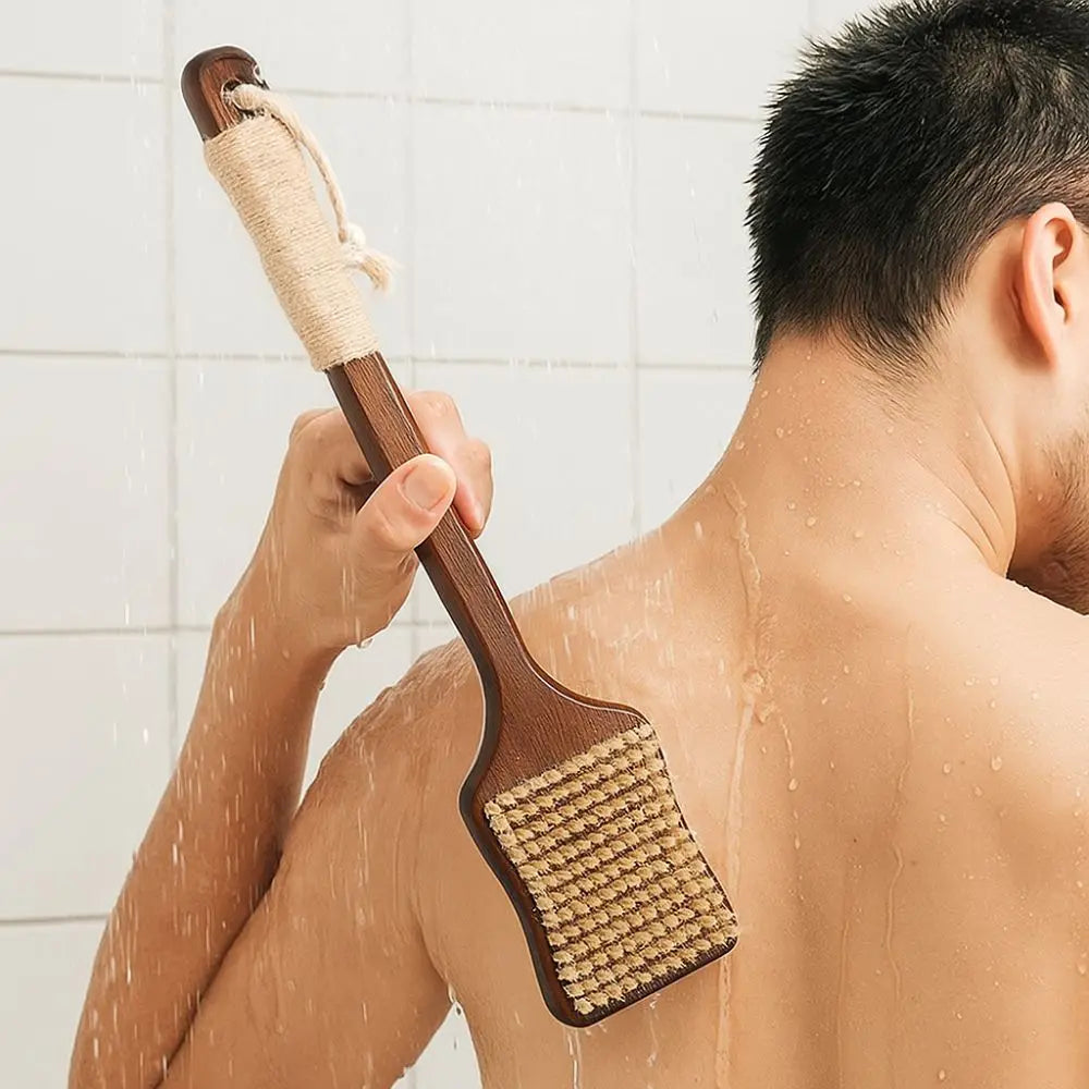 Long Handle Bath Brush – Soft Bristle Back Scrubber & Exfoliator