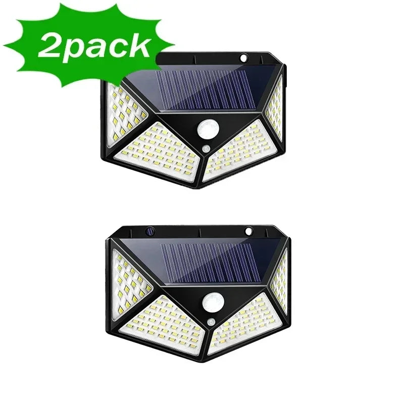 100LED Solar Wall Light PIR Motion Sensor – IP65 Outdoor 270°