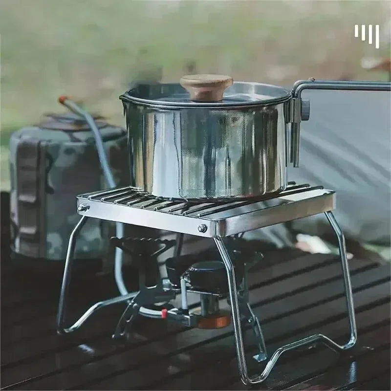 Outdoor Stainless Steel Stove Holder Camping Portable Folding Mini Barbecue Rack Set Pot Holder Baking Tray Holder Oasis Select