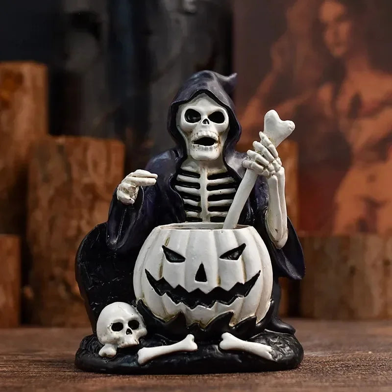Skull Figurines Skulls Gothic Room Decor Horrible Ghost Resin Skeleton Sculptures for Interior Home Decorations Oasis Select